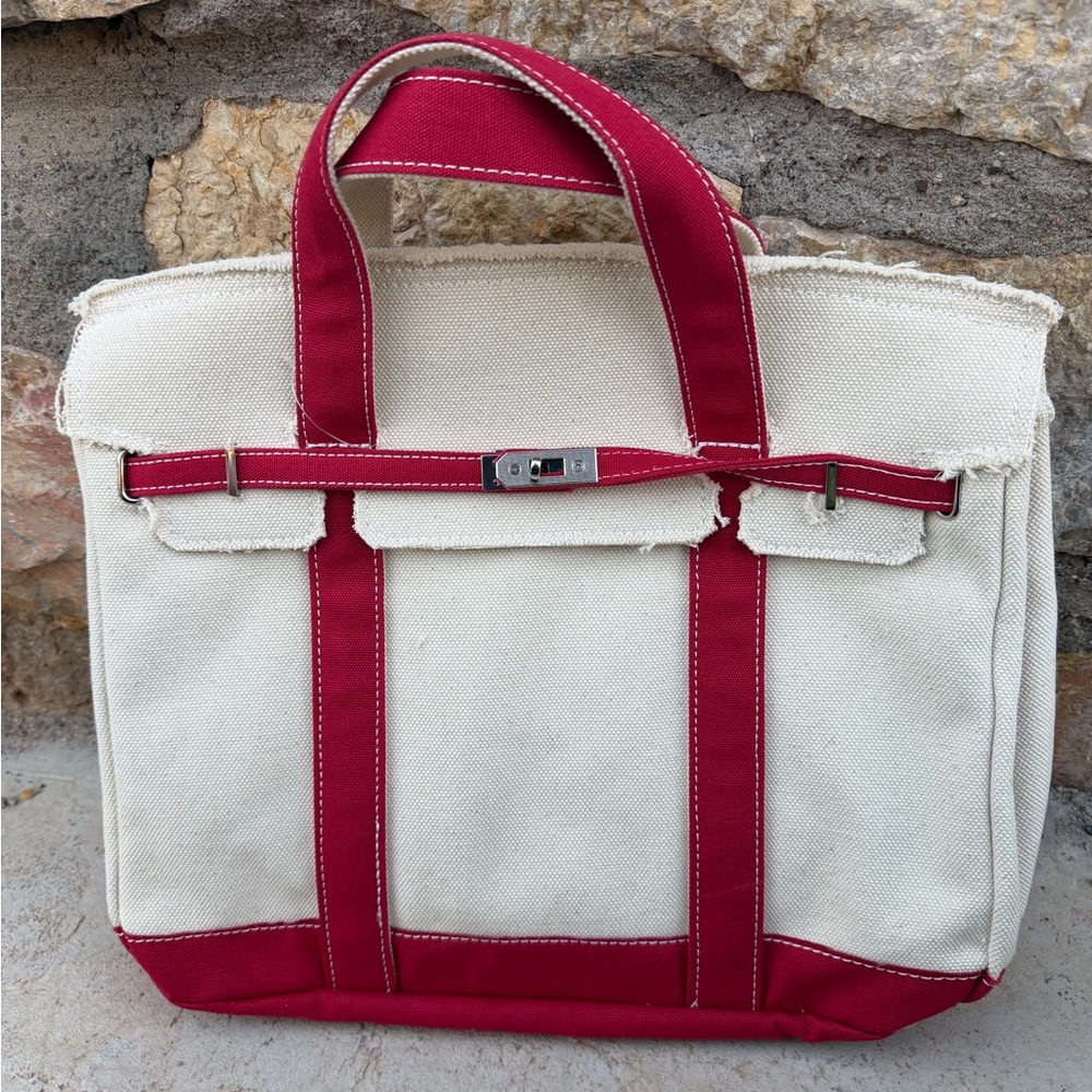 NEW Viral Boatkin Sunwin Madaket Large Classic Tote Bag in Nantucket Red
